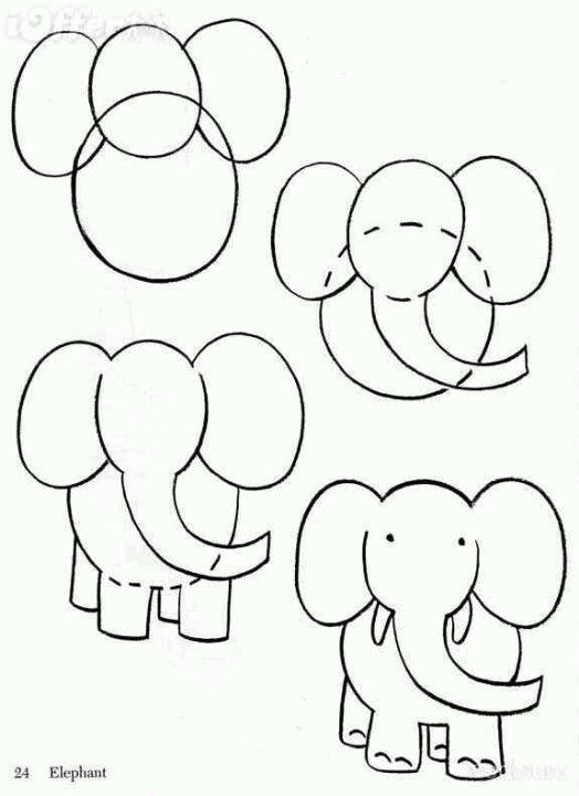 how to draw cartoon elephant