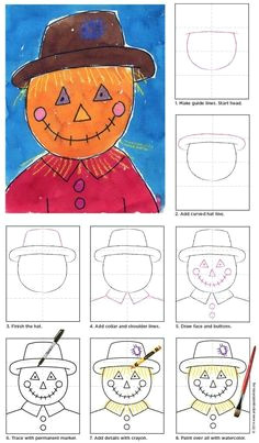 draw a scarecrow pdf tutorial download available howtodraw scarecrow scarecrow face