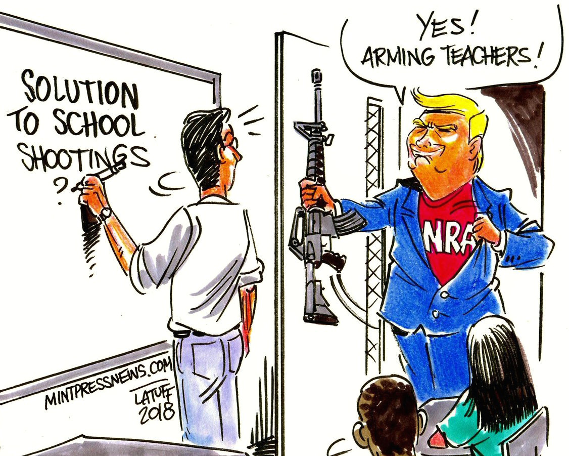 quick draws cartoonists shoot down trump s idea of arming teachers nj com