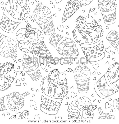 vector hand drawn cartoon ice cream illustration for adult coloring book freehand sketch for adult