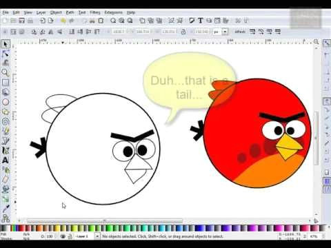inkscape tutorial draw red angry birds cartoon by vscorpianc