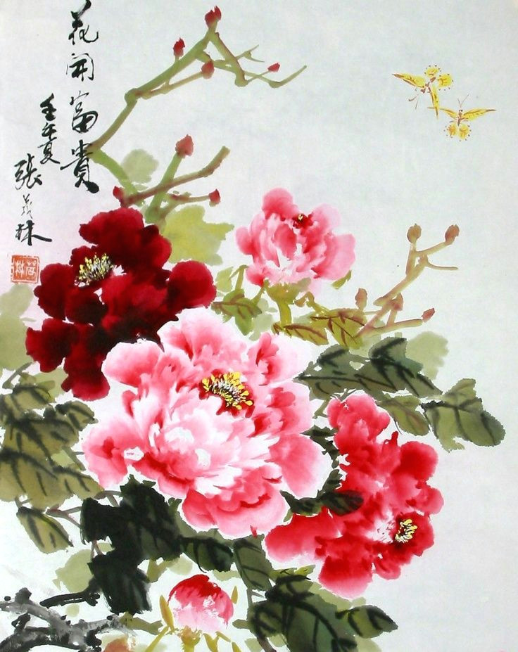 chinese water color peonies peony drawing peony painting ink painting watercolor flowers