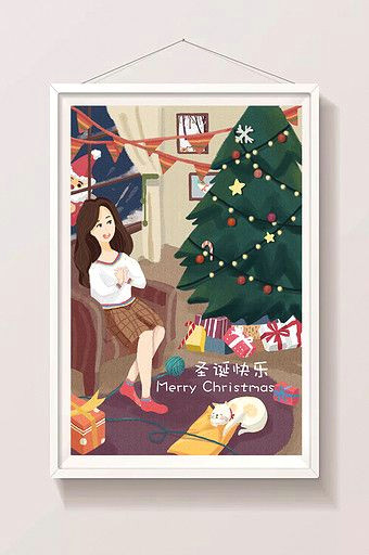 christmas cartoon hand drawn illustration flat style girl pikbest templates