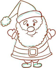 easy instructions for how to draw santa clause for kids