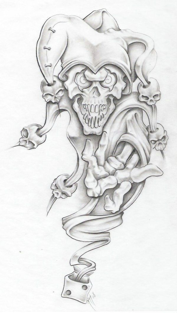 omg scary but awesome evil skull tattoo jester tattoo evil tattoos clown tattoo