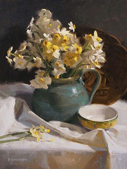 laurie kersey narcissus on white oil painting entry march 2016 boldbrush painting competition