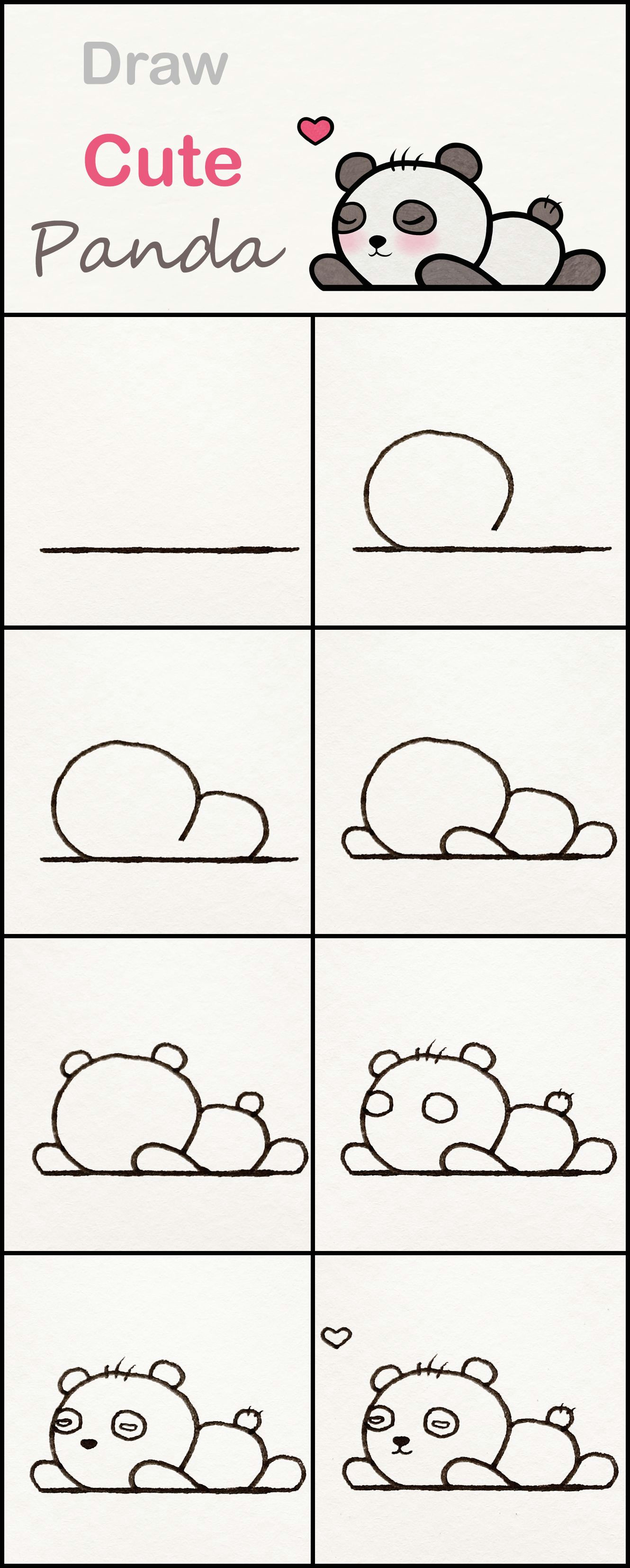 learn how to draw a cute baby panda step by step a very simple tutorial panda drawings kawaii tutorial