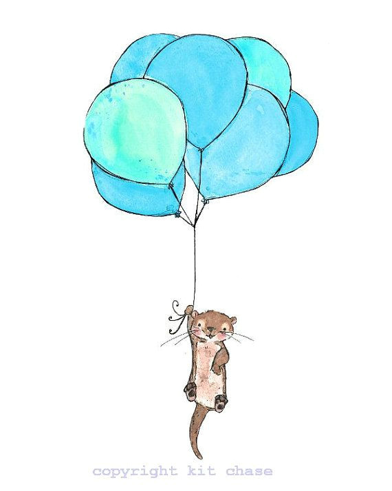 otter balloons 8x10 archival print by trafalgarssquare on etsy 20 00