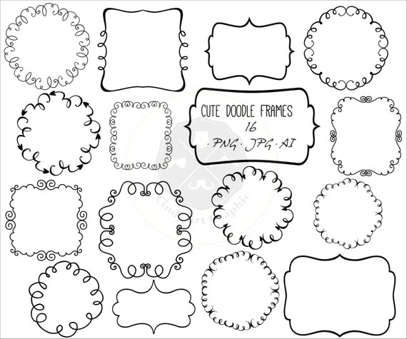 cute doodle frames clipart frame clipart doodle borders clipart digital borders digital download