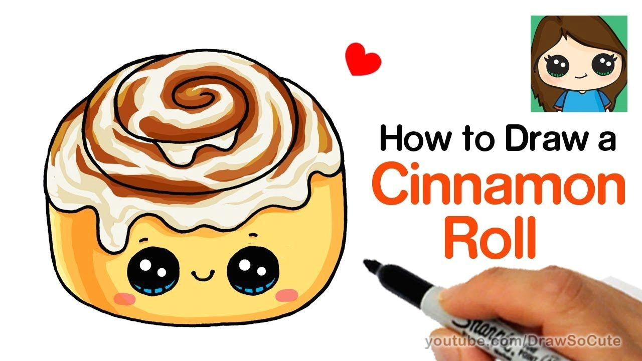 how to draw a cinnamon roll cute and easy