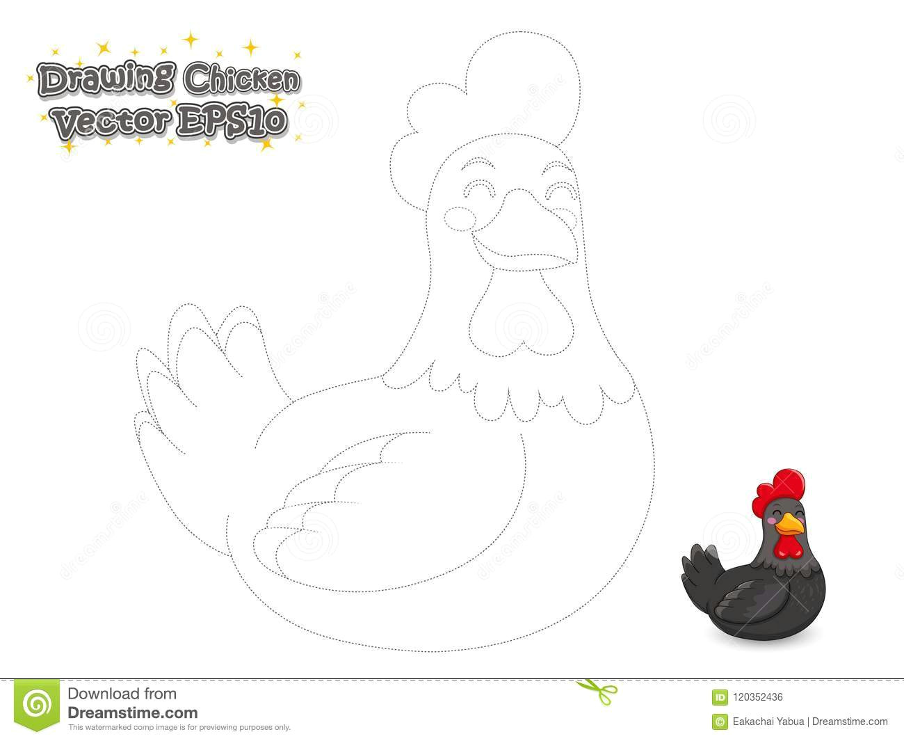 drawing and paint cute chicken cartoon educational game for ki