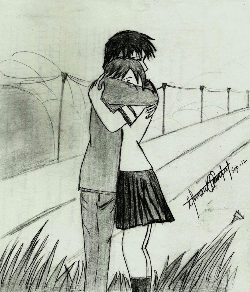 pencil sketches of couples in love cute couple hemant kandpals art