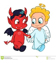 illustration about cartoon illustration of angel and demon friendship illustration of good fantasy impossible 44051314