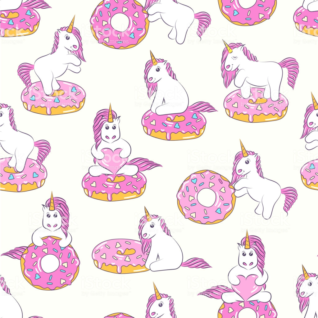 seamless pattern with cute baby unicorns and donuts background for kids design pattern can be used for wallpaper web page surface textures