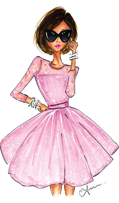 fashion illustration the pink dress print by anum tariq