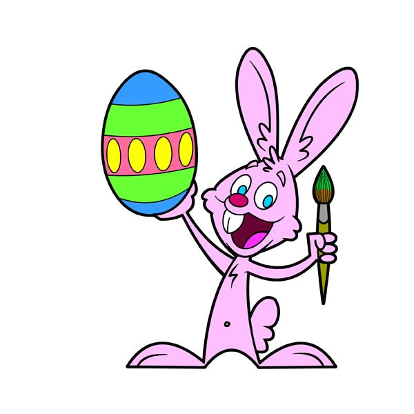 a color easter bunny and egg ready to print