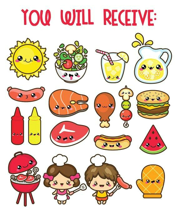 kawaii clipart bbq food clipart cute drawings drawing sketches grill party cute