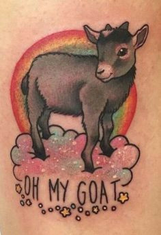 oh my goat cute colourful rainbow tattoo