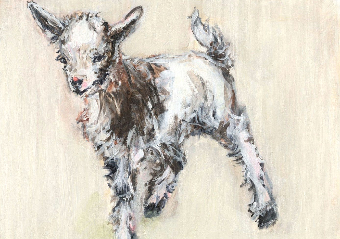 original goat painting baby goat nursery goat by pinkflapper