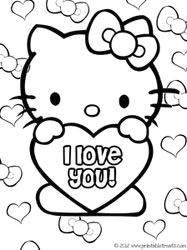 hello kitty valentines coloring pages