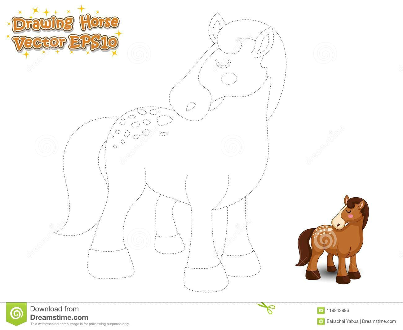 drawing and paint cute horse cartoon educational game for kids