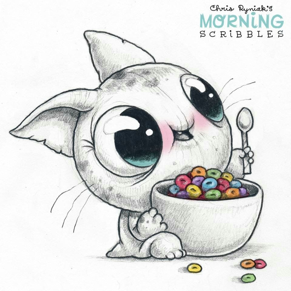 chris ryniak morning scribbles nr 896 national cereal day cute monsters drawings