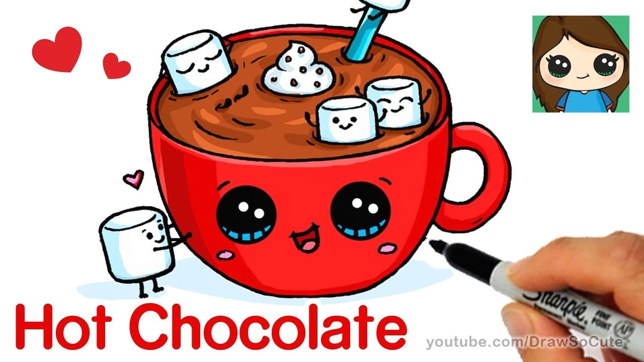 how to draw hot chocolate with marshmallows cartoon food youtube