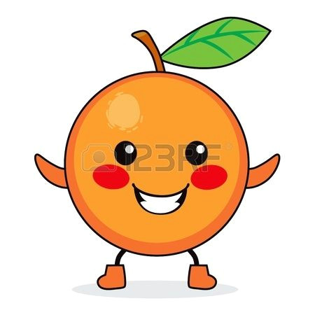cute orange fruit cartoon character smiling happy stock vector