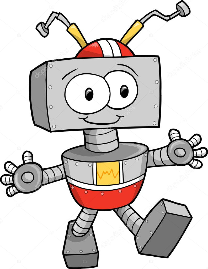 happy cute robot vector illustration stock vector