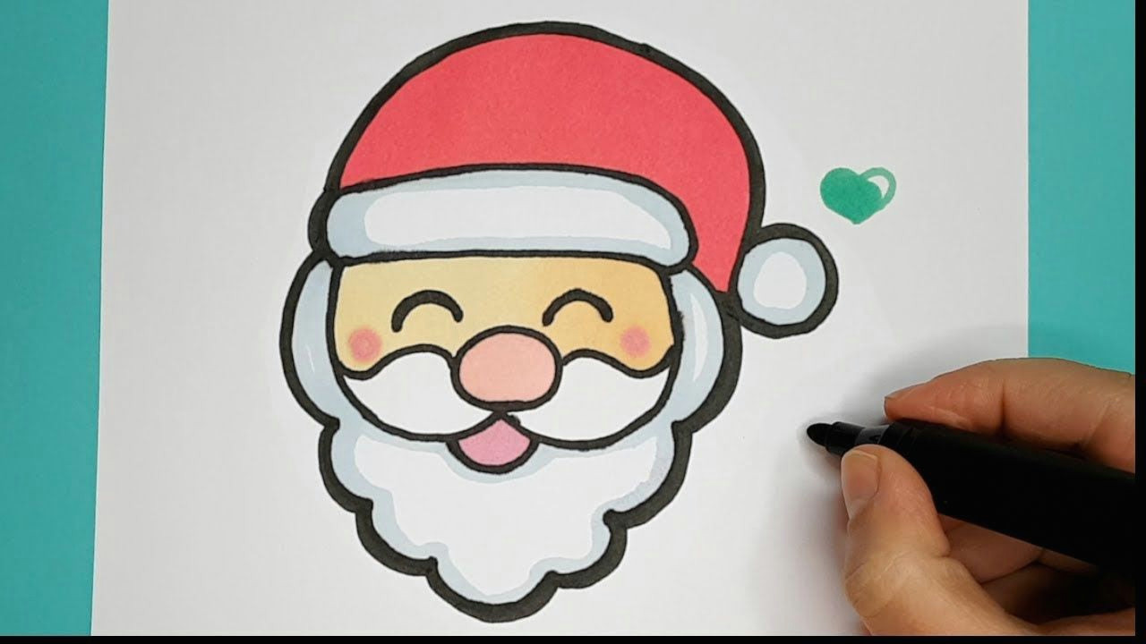 how to draw cute laughing santa emoji step by step christmas drawing tutorial youtube