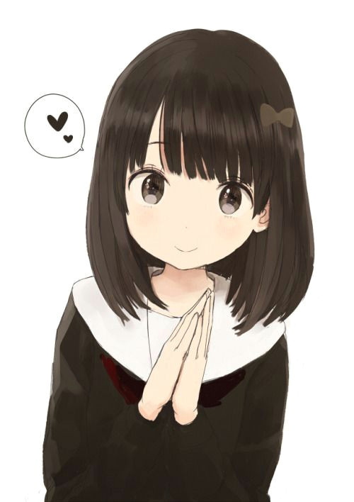 short black hair girl anime drawing