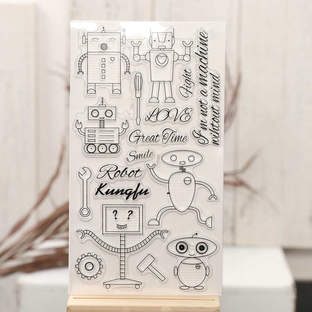 decorative cute robot pattern seal transparent clear stamp diy silicone seals scrapbooking album decoration in stamps from home garden on aliexpress com
