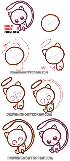 how to draw cute baby chibi mew from pokemon easy step by step drawing tutorial