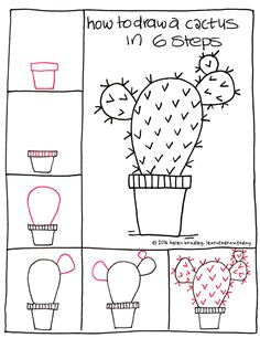 how to draw a cactus in 6 steps kawaii drawings doodle drawings cute drawings