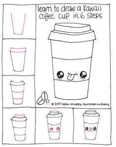 how to draw a cute coffee in six steps cartoon drawings cute drawings drawing