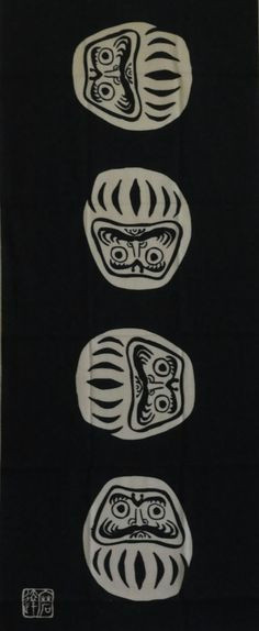 tenugui japanese fabric black daruma daruma doll motif w free insured shipping