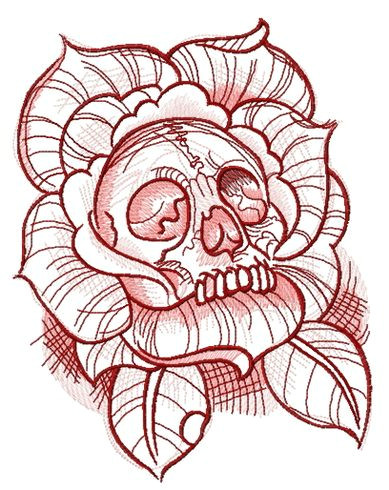 dead rose machine embroidery design machine embroidery design www embroideres com pink red flower plant rose nature horror dead skull blossom