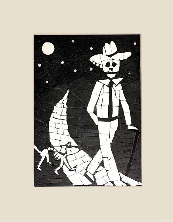 day of the dead print mexican art black and white print with mount juan