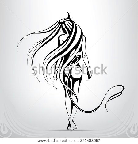 silhouette of girl of devil