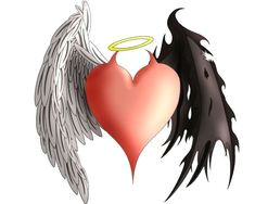angel devil heart with wings and halo and horns heart with wings tattoo heart