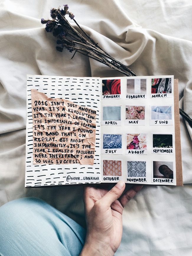 art journal noor unnahar tumblr aesthetics polaroids notebook flatlay