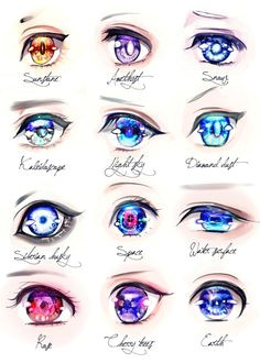 collection of different eye styles rendered in copics