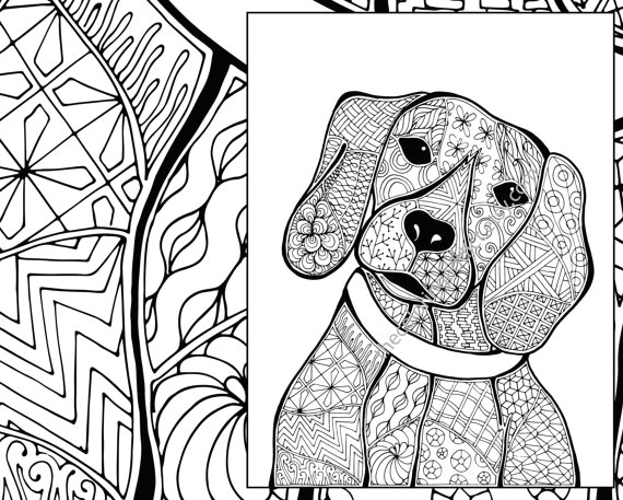 zentangle dog colouring page animal colouring by thecoloringaddict