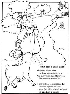 mary had a little lamb coloring page nursery rhyme crafts nursery rhyme theme