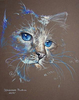 magic cat pastel feline cats original cat painting 10