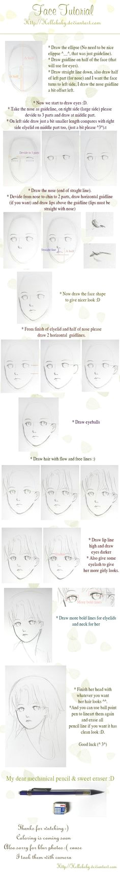 face tutorial by hellobaby on deviantart how to draw anime face reference