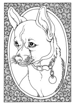 coloring page portrait of dog