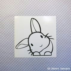 peeking head tilt bunny decal sticker rabbit car sticker laptop decal phone vinyl sticker glossy black