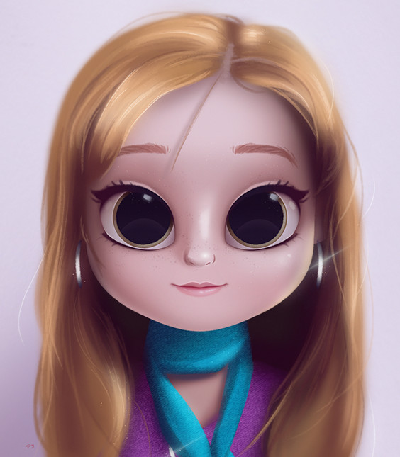cartoon portrait digital art digital drawing digital painting character design drawing big eyes cute illustration art girl doll hair redhead