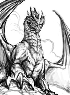 strong dragon sketch from below